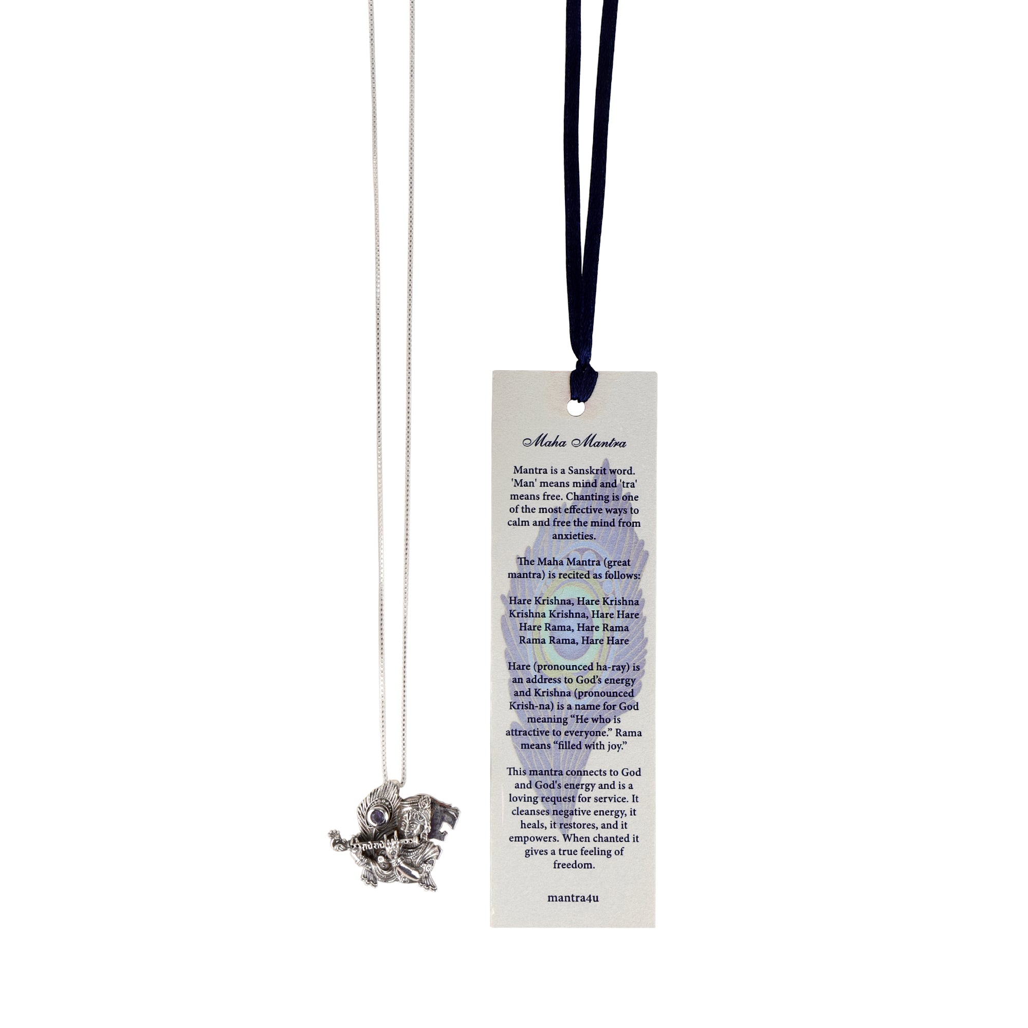 Krshna Engraved Mantra Pendant with bookmark