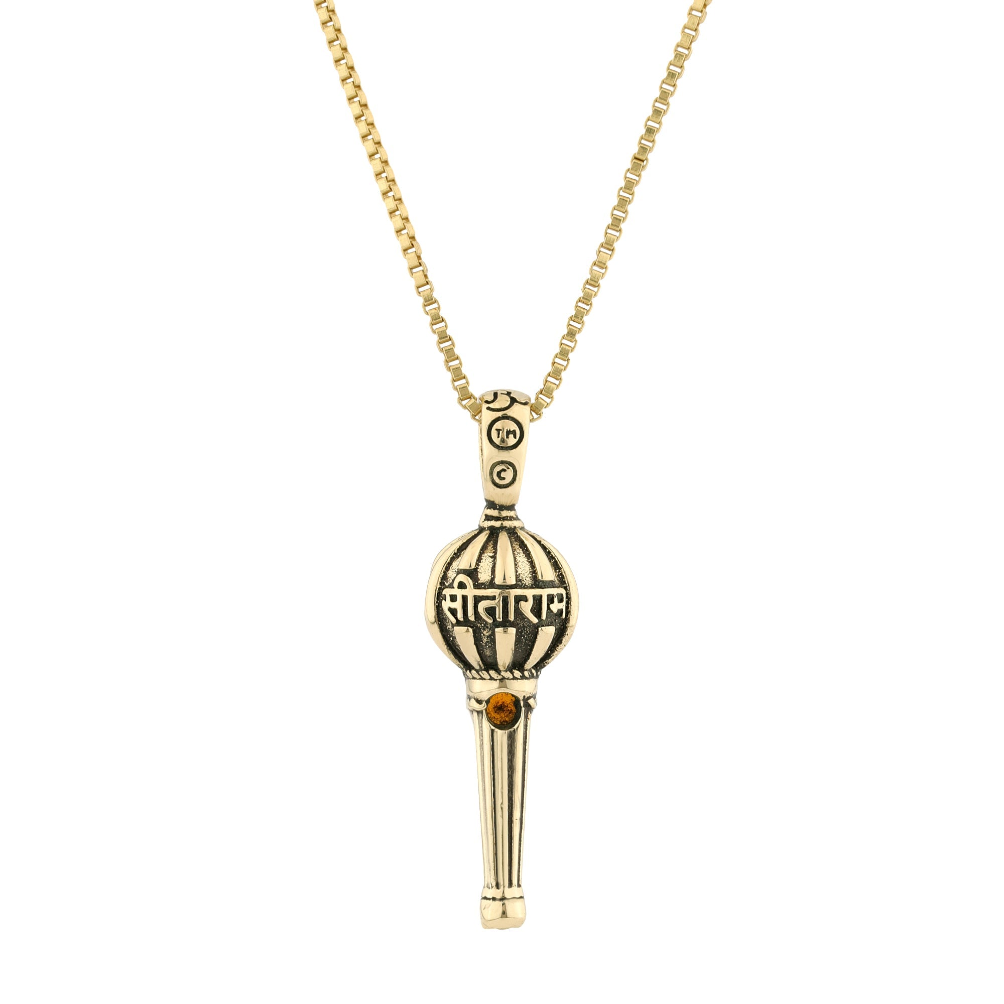 Brass Hanuman ji with Carnelian