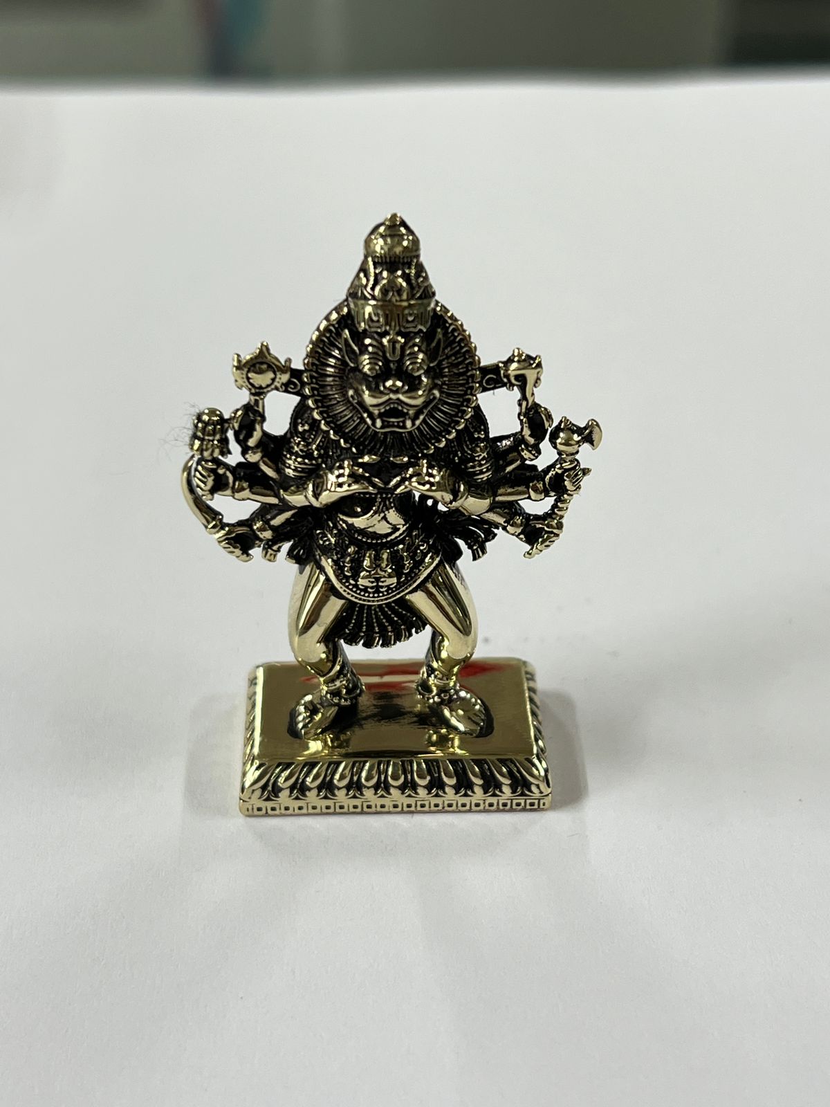 Brass Lord Narasimha Dev Statuette / Murti