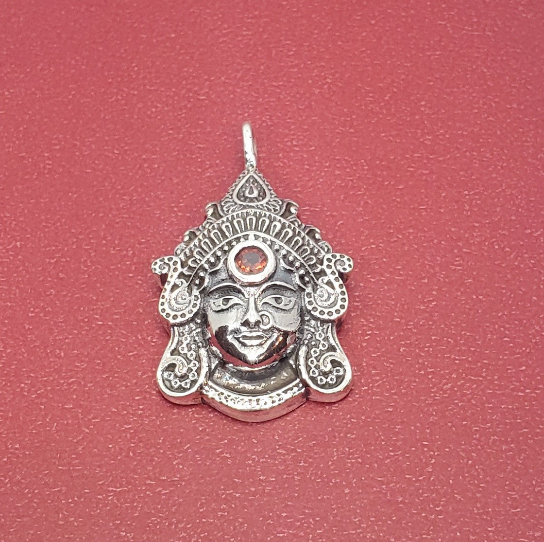 Durga Maa Pendant with Red Garnet