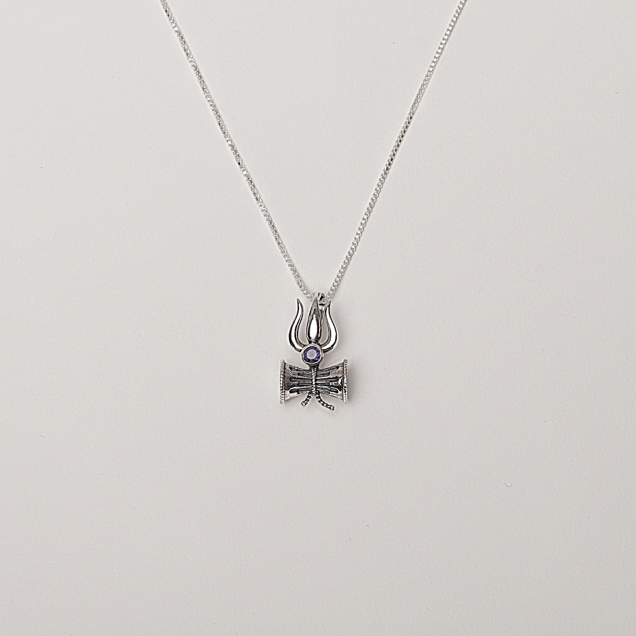 Lord Shiva Pendant in Sterling Silver with Iolite semi-precious stone